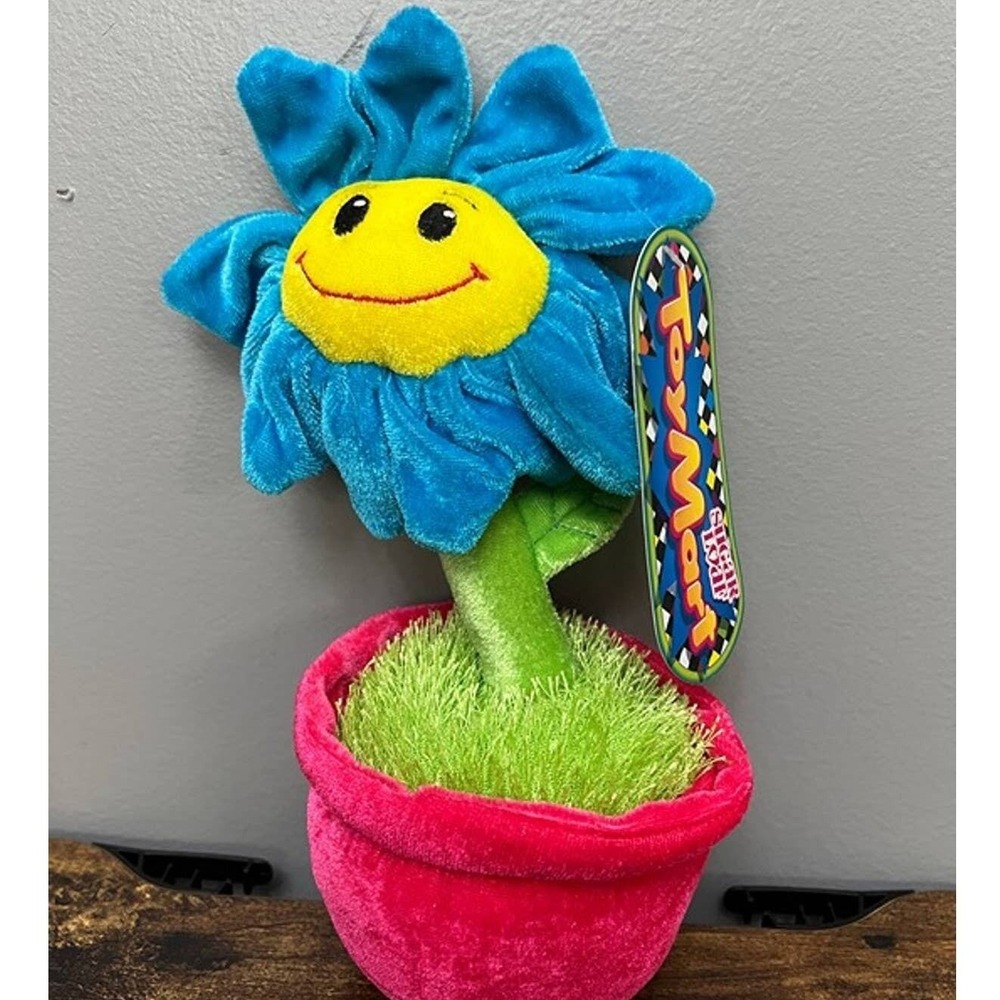 Sugar Loaf Toy Mart Blue Flower Smiley Face Plush Pink Pot New With Tags NWT
